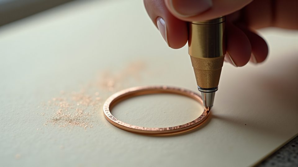 Gravur eines Ringes von Hand mit dem Stichel
